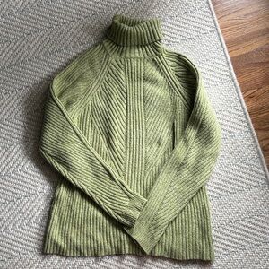 Sundance Olive Green Ribbed Turtleneck Sweater